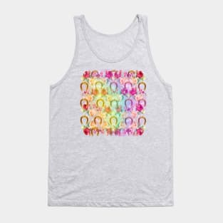 Pattern. Roses, Gold Horseshoes and Rainbow Tank Top